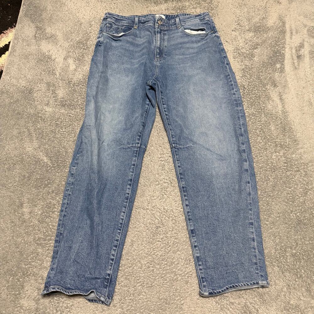 Paige Jeans Womens 32 (33x28.5) High Rise Alexis Blue Denim Barrel Wide